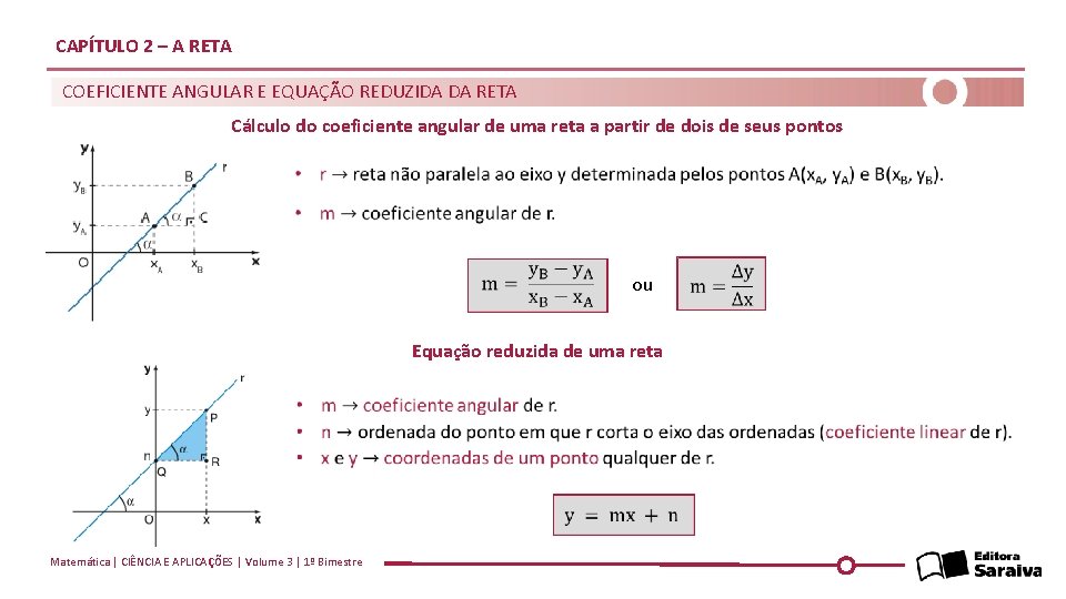 CAPÍTULO 2 – A RETA COEFICIENTE ANGULAR E EQUAÇÃO REDUZIDA DA RETA Cálculo do