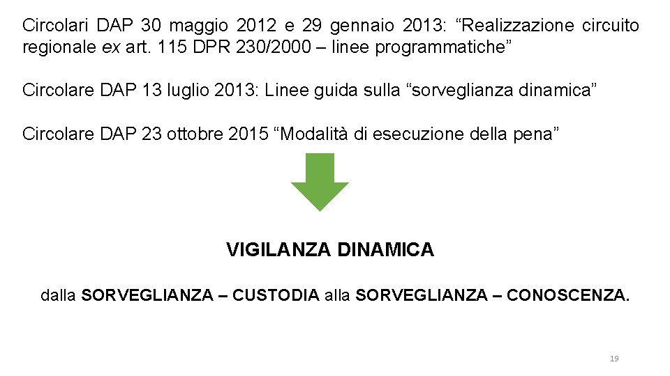 Circolari DAP 30 maggio 2012 e 29 gennaio 2013: “Realizzazione circuito regionale ex art.