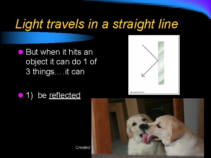 Light travels in a straight line l But when it hits an object it Light travels in a straight line l But when it hits an object it