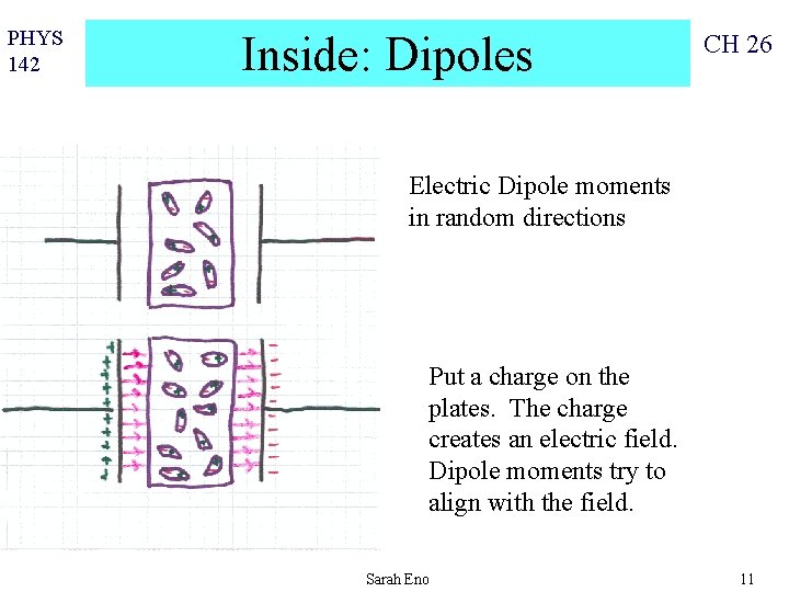 PHYS 142 Inside: Dipoles CH 26 Electric Dipole moments in random directions Put a