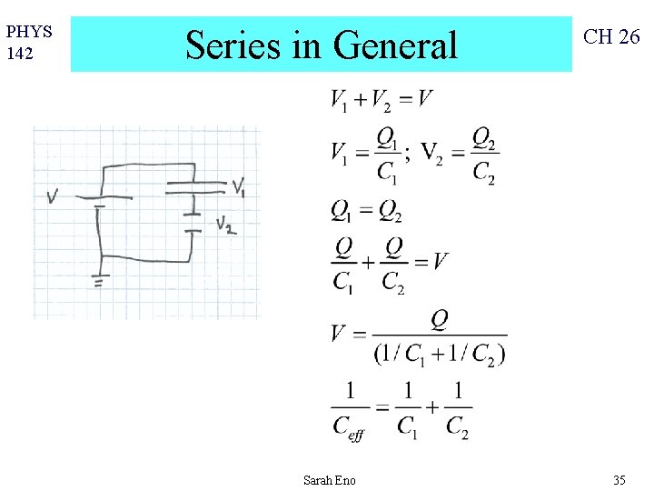 PHYS 142 Series in General Sarah Eno CH 26 35 