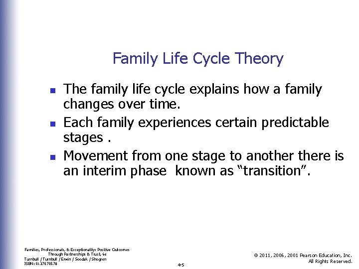 Family Life Cycle Theory n n n The family life cycle explains how a