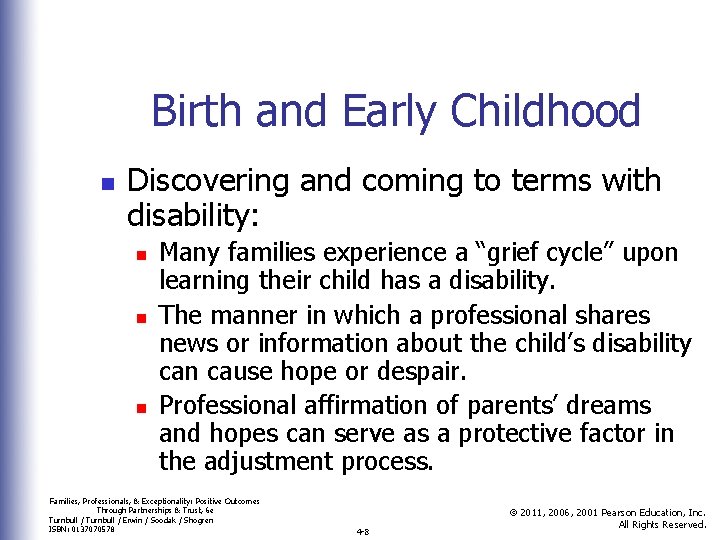 Birth and Early Childhood n Discovering and coming to terms with disability: n n