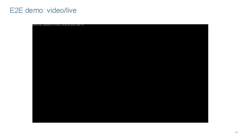 E 2 E demo: video/live 14 