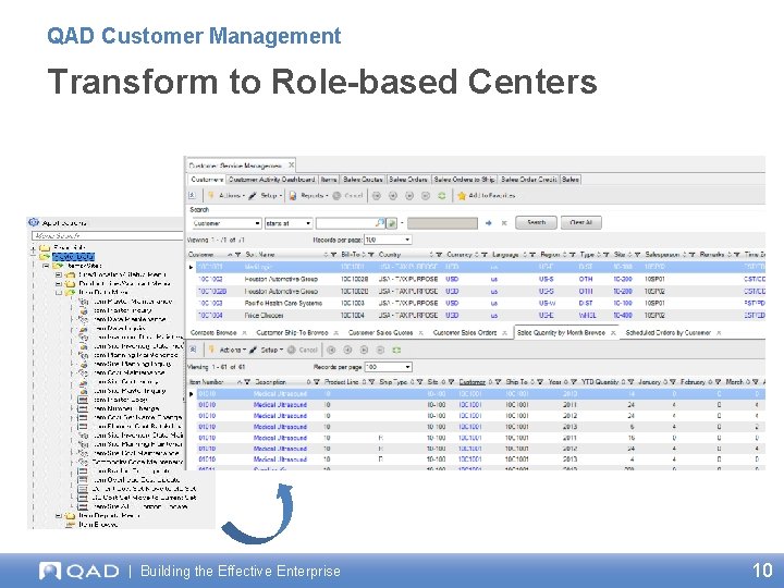 QAD Customer Management Transform to Role-based Centers | Building the Effective Enterprise 10 