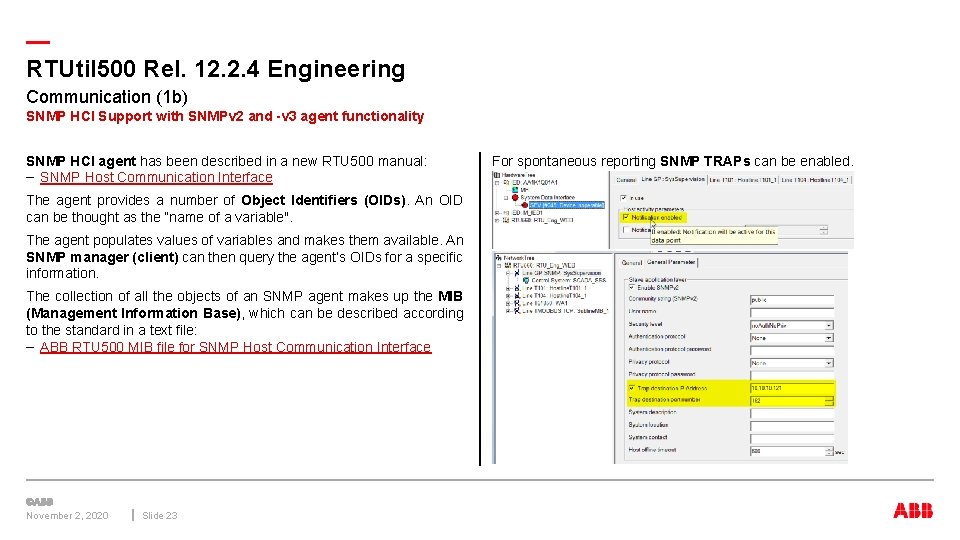 — RTUtil 500 Rel. 12. 2. 4 Engineering Communication (1 b) SNMP HCI Support — RTUtil 500 Rel. 12. 2. 4 Engineering Communication (1 b) SNMP HCI Support