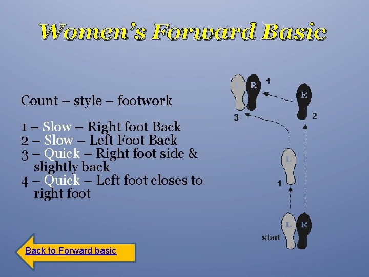 Women’s Forward Basic Count – style – footwork 1 – Slow – Right foot