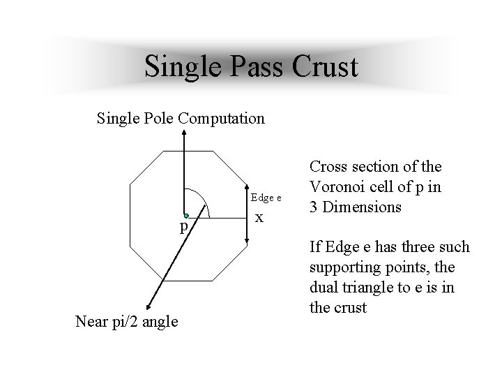 Single Pass Crust Single Pole Computation Edge e p Near pi/2 angle x Cross