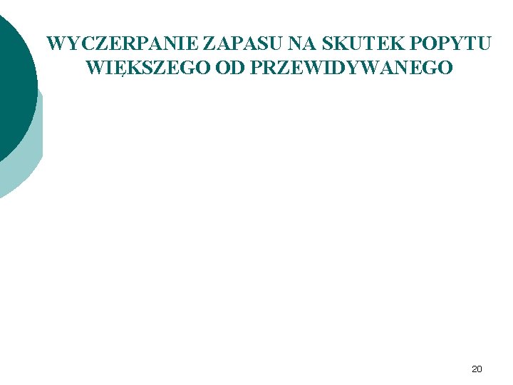 WYCZERPANIE ZAPASU NA SKUTEK POPYTU WIĘKSZEGO OD PRZEWIDYWANEGO 20 