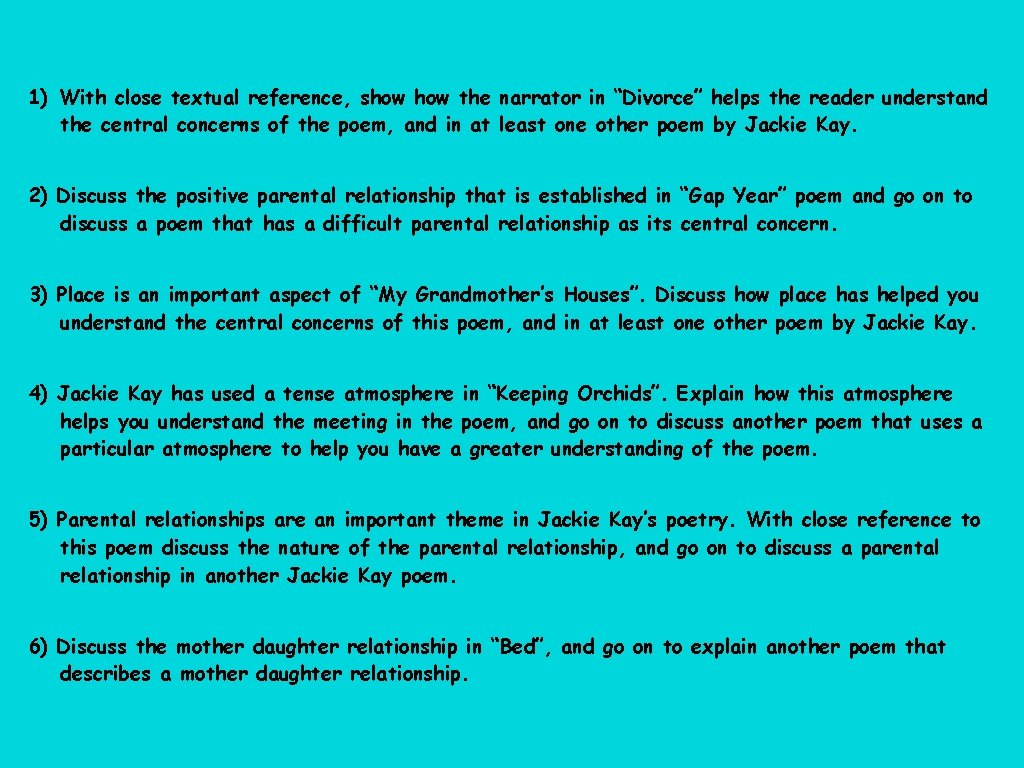 1) With close textual reference, show the narrator in “Divorce” helps the reader understand