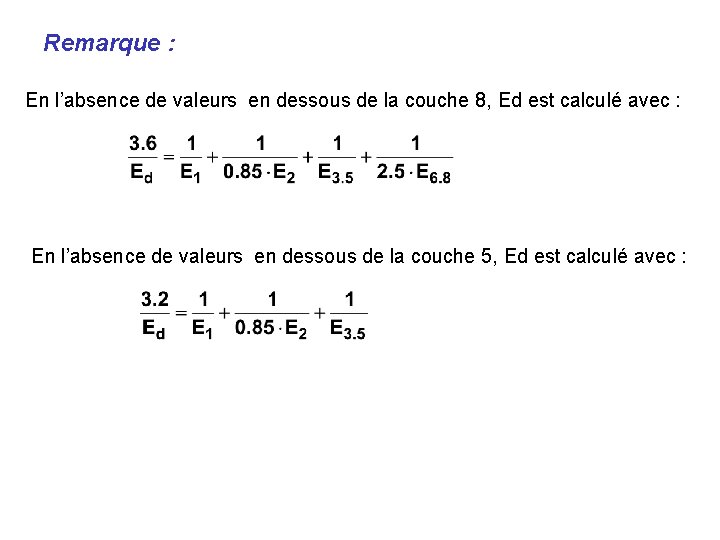 Remarque : En l’absence de valeurs en dessous de la couche 8, Ed est