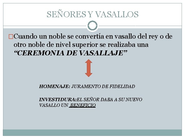 SEÑORES Y VASALLOS �Cuando un noble se convertía en vasallo del rey o de