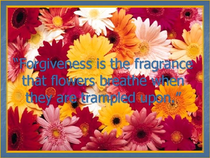“Forgiveness is the fragrance that flowers breathe when they are trampled upon. ” 