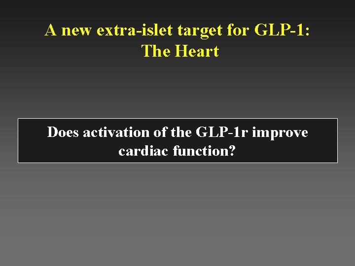 A new extra-islet target for GLP-1: The Heart Does activation of the GLP-1 r