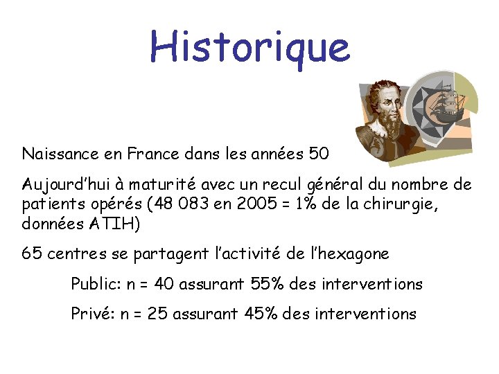 Historique Naissance en France dans les années 50 Aujourd’hui à maturité avec un recul