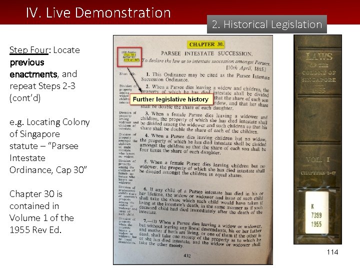 IV. Live Demonstration 2. Historical Legislation Step Four: Locate previous enactments, and repeat Steps