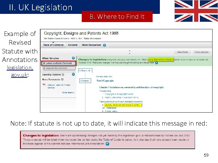 II. UK Legislation B. Where to Find It Example of Revised Statute with Annotations