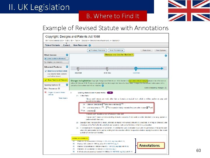 II. UK Legislation B. Where to Find It Example of Revised Statute with Annotations