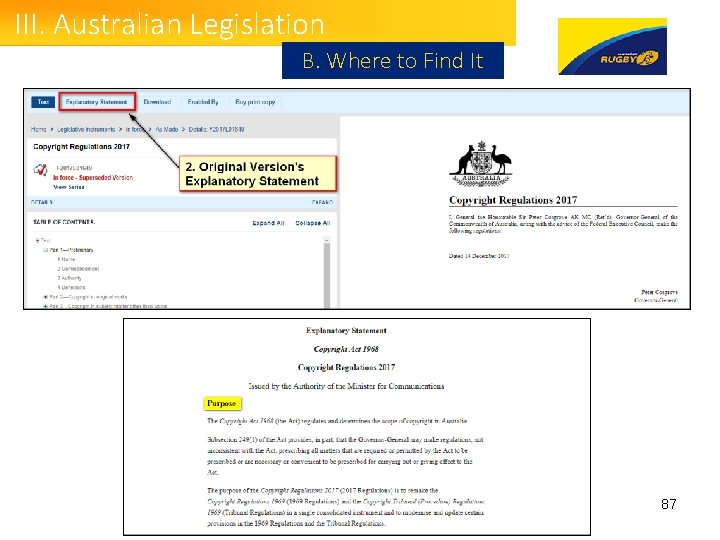 III. Australian Legislation B. Where to Find It 87 