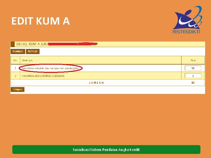 EDIT KUM A Sosialisasi Sistem Penilaian Angka Kredit 