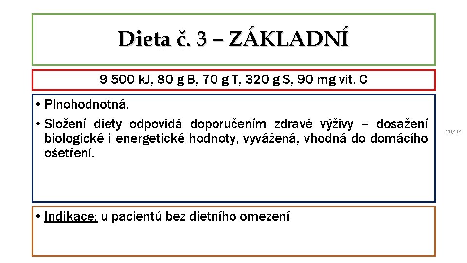 Dieta č. 3 – ZÁKLADNÍ 9 500 k. J, 80 g B, 70 g