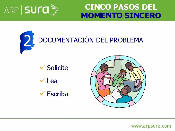 CINCO PASOS DEL MOMENTO SINCERO 2 DOCUMENTACIÓN DEL PROBLEMA ü Solicite ü Lea ü