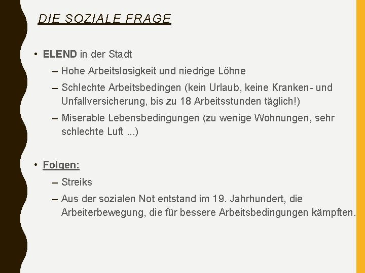 DIE SOZIALE FRAGE • ELEND in der Stadt – Hohe Arbeitslosigkeit und niedrige Löhne