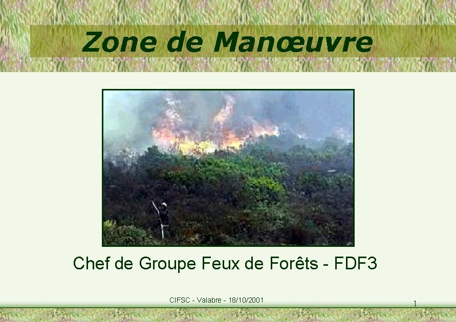 Zone de Manœuvre Chef de Groupe Feux de Forêts - FDF 3 CIFSC -