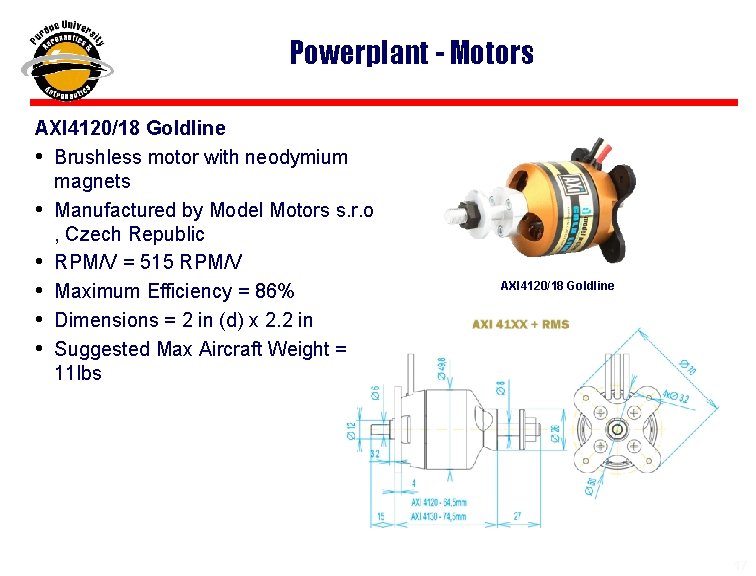 Powerplant - Motors AXI 4120/18 Goldline • Brushless motor with neodymium magnets • Manufactured