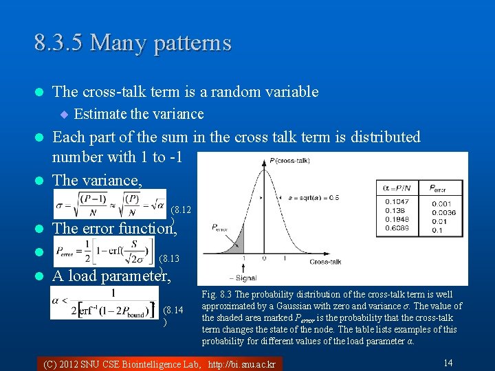 8. 3. 5 Many patterns l The cross-talk term is a random variable ¨