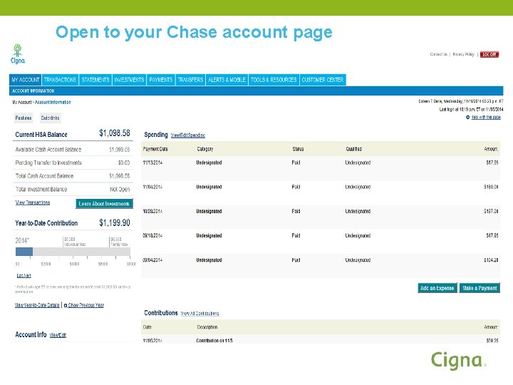 Open to your Chase account page 