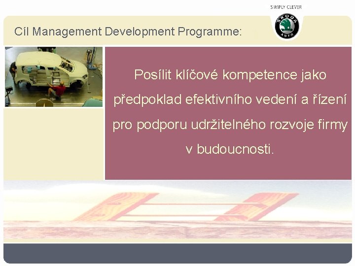 Cíl Management Development Programme: Posílit klíčové kompetence jako předpoklad efektivního vedení a řízení pro