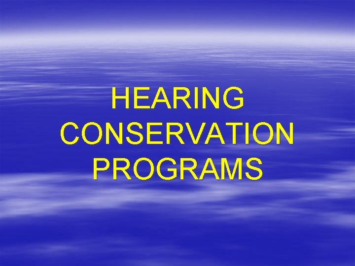 HEARING CONSERVATION PROGRAMS 