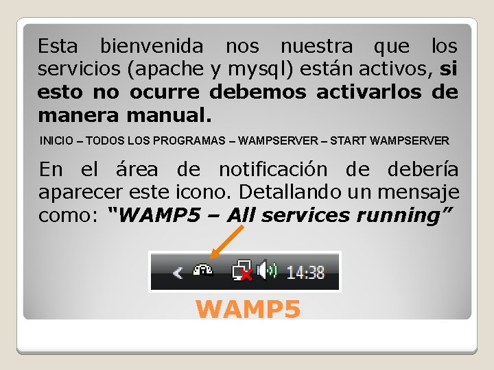 Esta bienvenida nos nuestra que los servicios (apache y mysql) están activos, si esto Esta bienvenida nos nuestra que los servicios (apache y mysql) están activos, si esto
