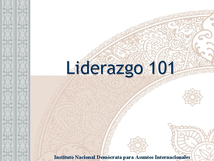 Liderazgo 101 Instituto Nacional Demócrata para Asuntos Internacionales 