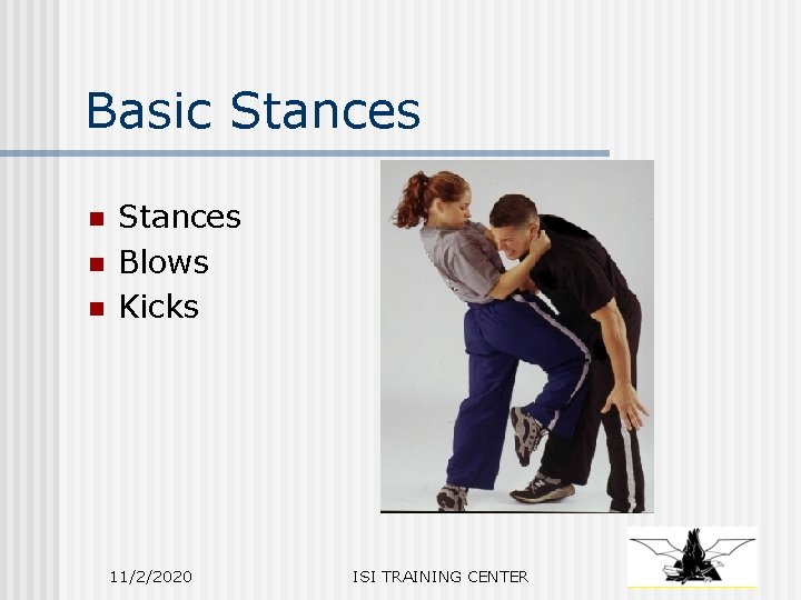 Basic Stances n n n Stances Blows Kicks 11/2/2020 ISI TRAINING CENTER 