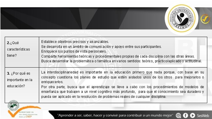 2. ¿Qué características tiene? 3. ¿Por qué es importante en la educación? Establece objetivos