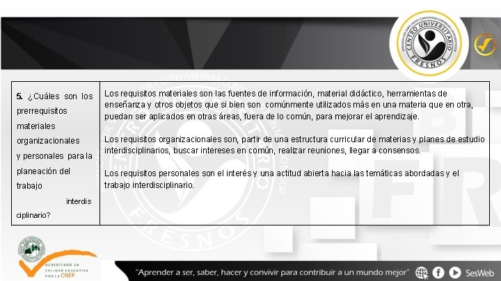 5. ¿Cuáles son los prerrequisitos Los requisitos materiales son las fuentes de información, material