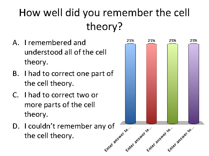 How well did you remember the cell theory? A. I remembered and understood all