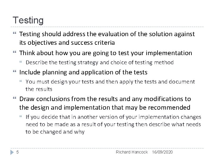 Foundation Degree IT Project Milestone 3 Implementation Testing