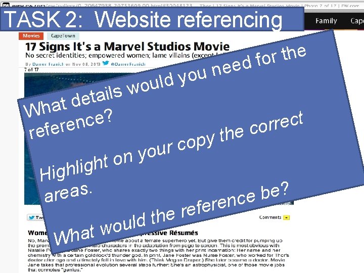 TASK 2: Website referencing e d t a Wh ? e c n e