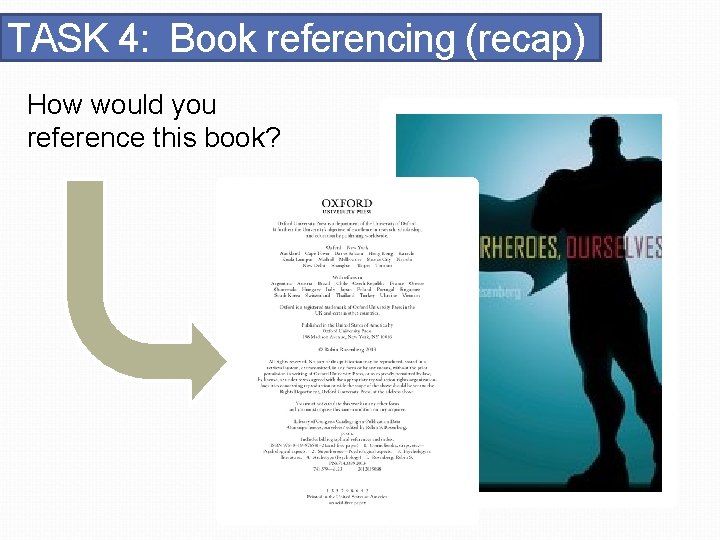 TASK 4: Book referencing (recap) How would you reference this book? 