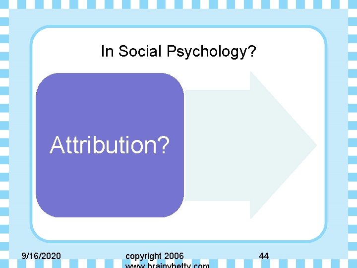 In Social Psychology? Attribution? 9/16/2020 copyright 2006 44 