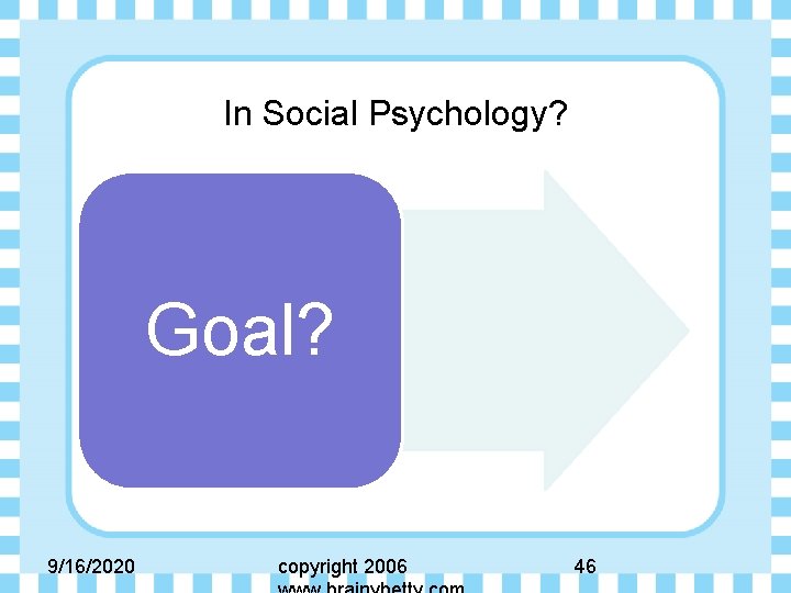 In Social Psychology? Goal? 9/16/2020 copyright 2006 46 