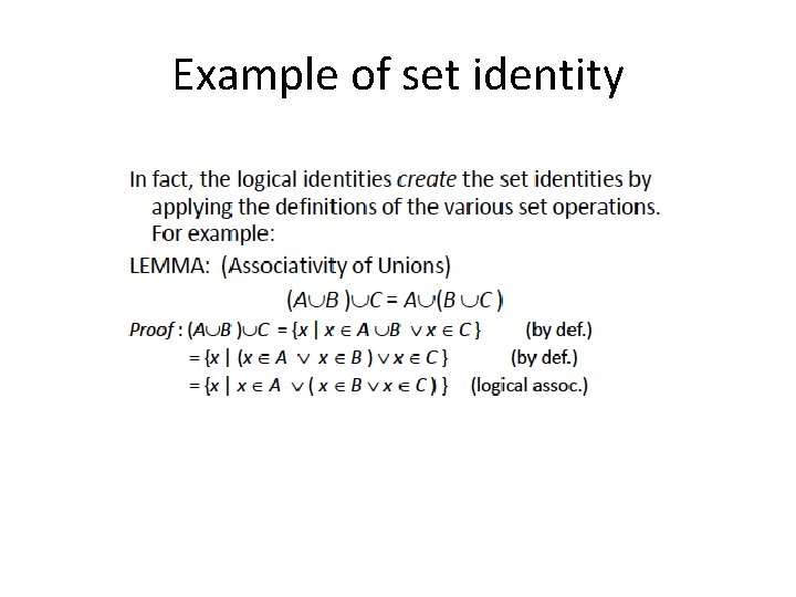 Example of set identity 