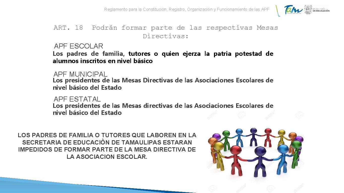 Reglamento para la Constitución, Registro, Organización y Funcionamiento de las APF ART. 18 Podrán