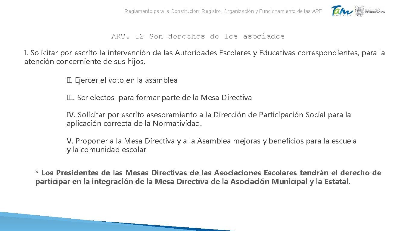 Reglamento para la Constitución, Registro, Organización y Funcionamiento de las APF ART. 12 Son