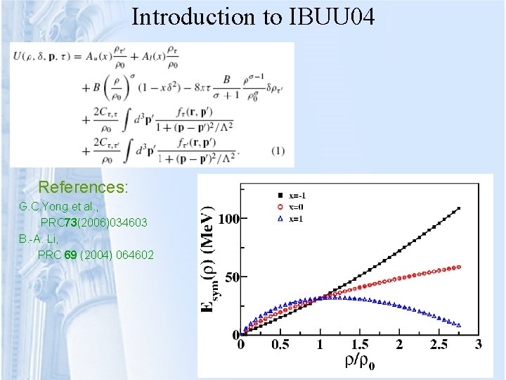 Introduction to IBUU 04 References: G. C. Yong et al. , PRC 73(2006)034603 B.