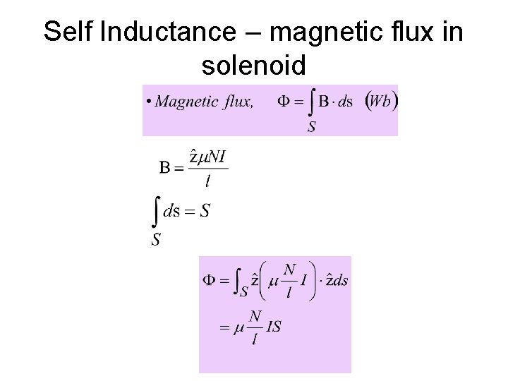 Self Inductance – magnetic flux in solenoid 