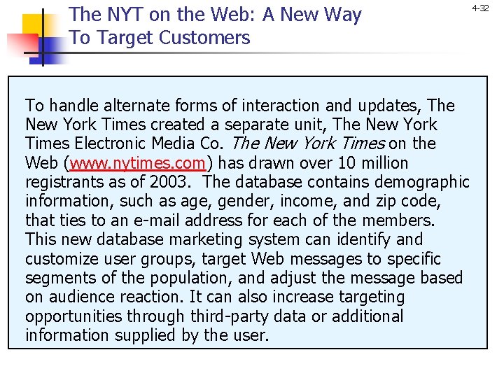 The NYT on the Web: A New Way To Target Customers To handle alternate